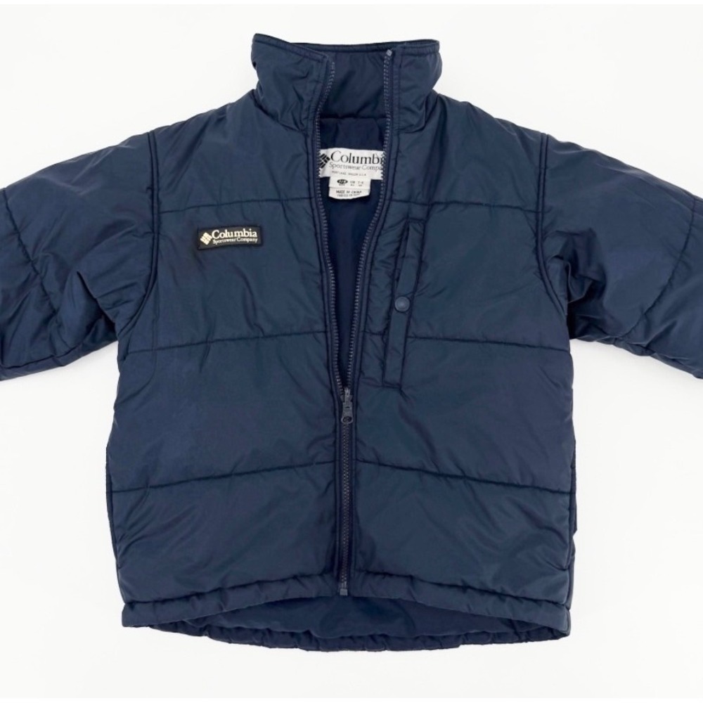 Columbia Boys Insulated Quilted Jacket Youth Size 7/8 Navy Full Zip Winter Coat